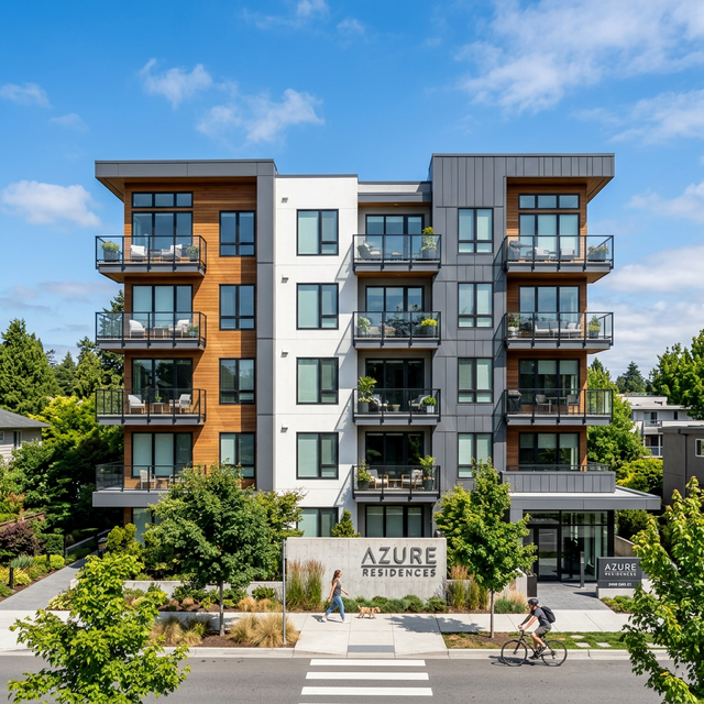 Moderní rezidenční budova pro vizualizaci správy domů